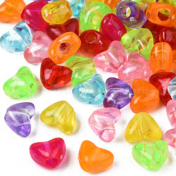 Transparent Acrylic Beads, Heart, Mixed Color, 9x11.5x7.5mm, Hole: 3.5mm, about 1385pcs/500g(MACR-T043-01)