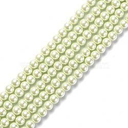 Eco-Friendly Dyed Glass Pearl Round Beads Strands, Grade A, Cotton Cord Threaded, Honeydew, 6mm, Hole: 0.7~1.1mm, about 72pcs/strand, 15 inch(HY-A002-6mm-RB005)