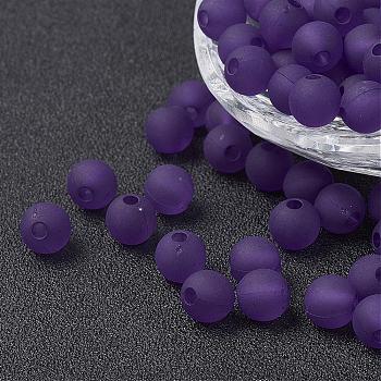 Transparent Acrylic Beads, Round, Frosted, Slate Blue, 8mm, Hole: 1.5mm, about 1019pcs/280g