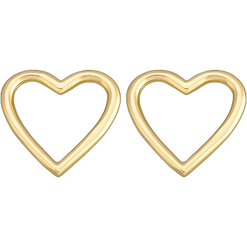 10Pcs Brass Linking Rings, Heart, Real 18K Gold Plated, 23~24x24~25x2.4mm, Inner Diameter: 19x15mm, 10pcs