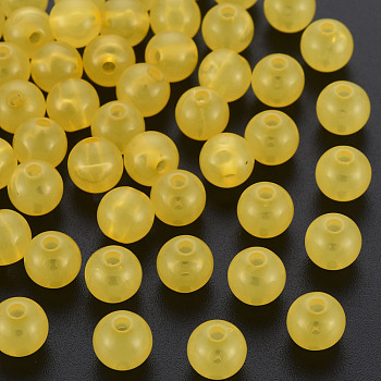 Imitation Jelly Acrylic Beads, Round, Yellow, 8x7.5mm, Hole: 1.8mm, about 1745pcs/500g