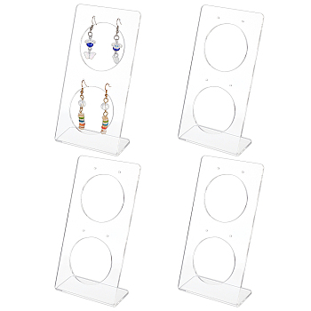Transparent Acrylic Earring Display Stands, L-Shaped for 2 Pairs Dangle Earring Display, Clear, 8x4x16cm, Hole: 2.2mm