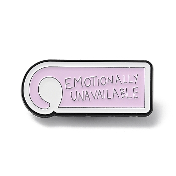 Word Emotionally Unavailable Enamel Pins, Black Zinc Alloy Brooch for Women, Plum, 20x45.5x1.5mm