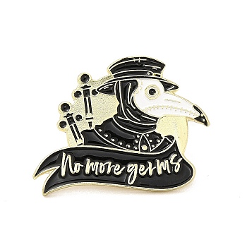 Plague Doctor Enamel Pin, Light Gold Alloy Brooch for Clothes Backpack, Black, 26x32x1.5mm