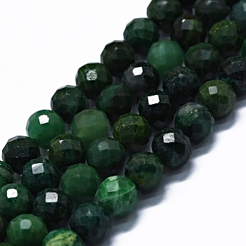 Natural African Jade Bead Strands, Faceted(64 Facets), Round, 6mm, Hole: 0.8mm, about 62~67pcs/strand, 15.16~15.55 inch(38.5~39.5cm)