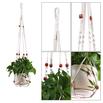 Cotton Macrame Plant Hangers, Boho Style Hanging Planter Baskets, Wall Decorative Flower Pot Holder, Snow, 950mm
