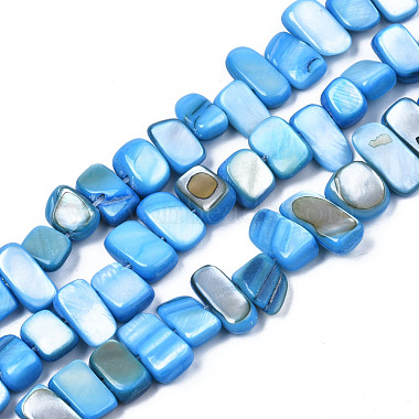 Deep Sky Blue Rectangle Trochus Shell Beads