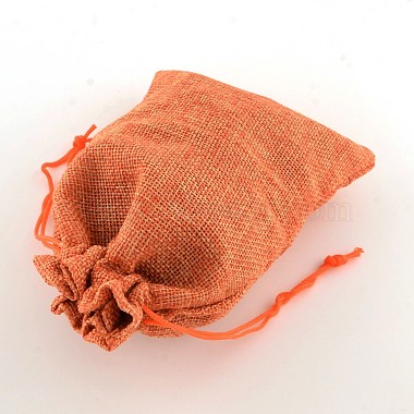 ポリエステル模造黄麻布包装袋巾着袋(X-ABAG-R004-14x10cm-02)-2