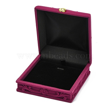 Rose Flower Pattern Velvet Jewelry Set Boxes(VBOX-O003-04)-3
