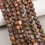 Natural Leopard Skin Jasper Round Bead Strands, 10mm, Hole: 1mm, about 39pcs/strand, 14~15 inch(G-P072-45-10mm)