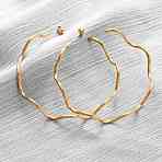 304 Stainless Steel Wavy Stud Earrings, Real 18K Gold Plated, 57.5x11.5mm(EJEW-R028-02G)