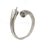 Brass Finger Cup Peg Ring Settings, Cuff Rings, Open Rings, For Half Drilled Beads, Adjustable, Platinum, 22mm(KK-L184-54P)