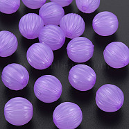 Imitation Jelly Acrylic Beads, Corrugated Beads, Round, Dark Orchid, 14x13mm, Hole: 2.5mm(X-MACR-S373-11-E04)