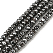 Electroplated Synthetic Non-Magnetic Hematite Beads Strands, Faceted, Rondelle, Original Color, 2mm, Hole: 0.5mm, about 190pcs/strand, 15.20 inch(38.6cm)(G-C136-K01-03)