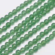 Natural & Dyed Malaysia Jade Bead Strands, Imitation Green Aventurine, Round, Medium Sea Green, 4mm, Hole: 0.8mm, about 92pcs/strand, 15 inch(G-A146-4mm-A04)
