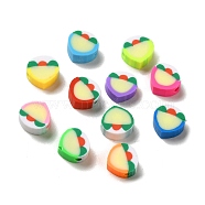 Handmade Polymer Clay Beads, Heart, Mixed Color, 9~9.5x9~9.5x4~4.5mm, Hole: 1.8~2mm(CLAY-C005-02)