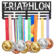 Sports Theme Iron Medal Hanger Holder Display Wall Rack, with Screws, Triathlon Pattern, 150x400mm(ODIS-WH0021-604)