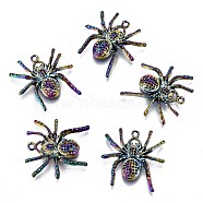 Alloy Pendants, Cadmium Free & Lead Free, Spider Shape, Rainbow Color, 25x25x5mm, Hole: 1.6mm(PALLOY-N156-023-RS)