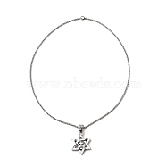 Star with Cross Alloy Pendant Necklace with 201 Stainless Steel Box Chains, Antique Silver, 23.19 inch(58.9cm)(NJEW-D053-04AS)