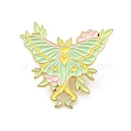 Flower Butterfly Enamel Pin, Gold Plated Alloy Badge for Backpack Clothes, Aquamarine, 27x30x1.5mm(JEWB-J005-07I-G)