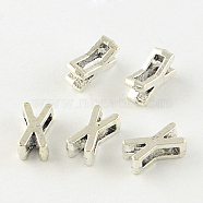 Antique Silver Plated Alloy Letter Slide Charms, Lead Free & Cadmium Free, Letter.X, 10.5x5.5x4mm, Hole: 7x2mm(X-TIBEP-S296-X-RS)