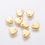 201 Stainless Steel Charms, Chain Extender Drop, for DIY Jewelry Making, Heart, Real 24K Gold Plated, 5x6x1mm, Hole: 1mm(X-STAS-L234-045A-G)