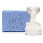 Plastic Stamps, DIY Soap Molds Supplies, Square, Flower Pattern, 30x38mm(DIY-WH0350-104)