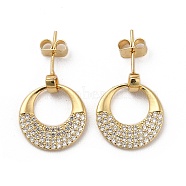 Brass Micro Pave Cubic Zirconia Dangle Stud Earrings, Twist Donut, Real 18K Gold Plated, 20x16mm(EJEW-P252-02G)