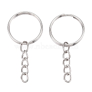 Iron Split Key Rings with Chain, Keychain Findings, Platinum, 52.5mm, clasp: 25x2mm(FIND-B028-19P)