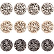 CHGCRAFT 12pcs 3 colors Hollow Alloy 1-Hole Buttons, for Sewing Crafting, Half Round, Mixed Color, 22x12mm, Hole: 2mm(BUTT-CA0001-03)