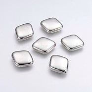 CCB Plastic Beads, Rhombus, Platinum, 29x25x7mm, Hole: 1mm(CCB-G006-083P)