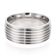 201 Stainless Steel Grooved Finger Ring Settings, Ring Core Blank for Enamel, Stainless Steel Color, 8mm, Size 8, Inner Diameter: 18mm(STAS-WH0047-07S)
