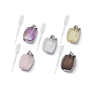 Rotatable Natural Quartz Perfume Bottle Pendants, with 304 Stainless Steel Findings and Plastic Transfer Pipettes, Long-Lasting Plated, Barrel, Stainless Steel Color, 47~48x30x7~7.5mm, Hole: 6x
3~3.5mm, Capacity: 5ml(0.17 fl. oz)(G-M362-02P)