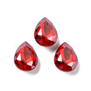 Glass Rhinestone Cabochons, Pointed Back & Back Plated, Faceted, Teardrop, Light Siam, 8x6x3.5mm(RGLA-A026-08A-227SS)