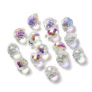 Electroplated Glass Beads, Faceted, Teardrop Charms, Top Drilled, Clear AB, 11x8mm, Hole: 1.2mm(GLAA-K062-01A-FR05)