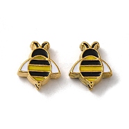 304 Stainless Steel Enamel Beads, Bees, Real 18K Gold Plated, 12.5x11x4mm, Hole: 1.2mm(STAS-I203-01B-G)