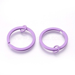 Spray Painted Iron Split Key Rings, Keychain Clasp Findings, Lead Free & Nickel Free, Lilac, 30x2mm, Inner Diameter: 24mm(IFIN-L038-04-FF)