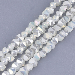 Electroplate Glass Beads Strands, Imitation Jade Glass, Faceted, Ivory, 6~6.5x4.5~5x5.5mm, Hole: 1.2mm, about 100pcs/strand, 17.3 inch(EGLA-S179-02A-I02)