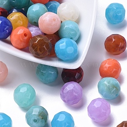 Acrylic Beads, Imitation Gemstone Style, Faceted, Round, Mixed Color, 14mm, Hole: 2mm(X-SACR-S001-14mm-M)