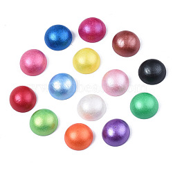 Painted Natural Wood Cabochons, Pearlized, Half Round, Mixed Color, 12x6mm(WOOD-S057-070A)