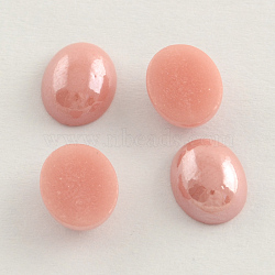 Pearlized Plated Opaque Glass Cabochons, Oval, Rosy Brown, 6x4x2mm(PORC-S804-4x6-03)