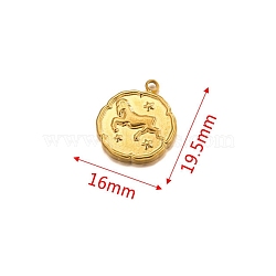 Stainless Steel Pendant, Golden, Flat Round with Constellation Charm, Aries, 19.5x16mm(PW-WG21189-01)