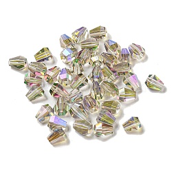 Electroplate Glass Beads, Faceted, Cone, Gainsboro, 6x5x5.5mm, Hole: 1.4mm,100pcs/bag(EGLA-Z004-03B)