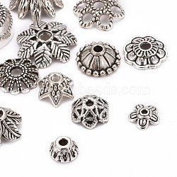 Mixed Style Tibetan Style Alloy Bead Caps, Antique Silver, 5~30x3~12mm, Hole: 1~2.5mm, about 50pcs/50g(X-TIBE-O006-26)