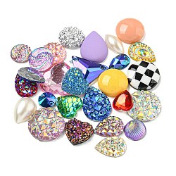 Acrylic & Resin Cabochons Jewelry Making Findings Kits, Mixed Shapes, Mixed Color, 8~18x7~18x3~5mm, Hole: 0.5~1mm(FIND-XCP0002-96)