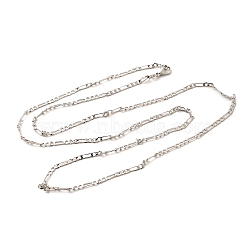 2mm Rack Plating Brass Figaro Chain Necklaces for Women Men, Cadmium Free & Lead Free, 901 Stainless Steel Clasp, Long-Lasting Plated, Platinum, 23.62 inch(60cm)(MAK-L044-34P)