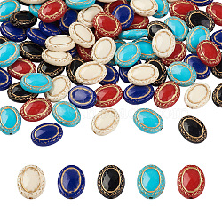 BEADTHOVEN 100Pcs 5 Colors Plating Retro Acrylic Beads, Oval, Mixed Color, 17.5x13.5x6mm, Hole: 1.6mm, 20pcs/colors(PACR-BT0001-01)