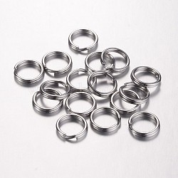 Tarnish Resistant 304 Stainless Steel Split Rings, Double Loops Jump Rings, Stainless Steel Color, 10x1.5mm, Inner Diameter: 8mm(STAS-D438-01)