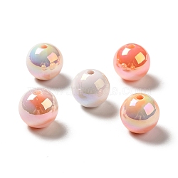 UV Plating Opaque Rainbow Iridescent Acrylic Beads, Round, Orange, 15~15.5x15.5~16mm, Hole: 2.7~2.8mm(MACR-D063-01A-06)