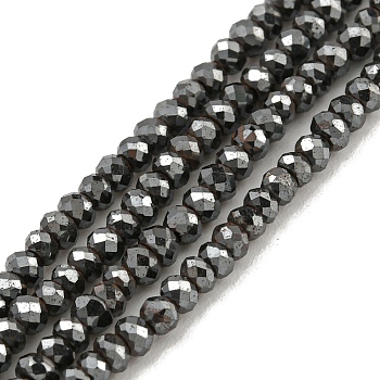 Electroplated Synthetic Non-Magnetic Hematite Beads Strands, Faceted, Rondelle, Original Color, 2mm, Hole: 0.5mm, about 190pcs/strand, 15.20 inch(38.6cm)